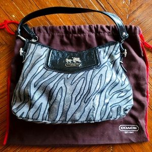 Coach small canvas purse, zebra print